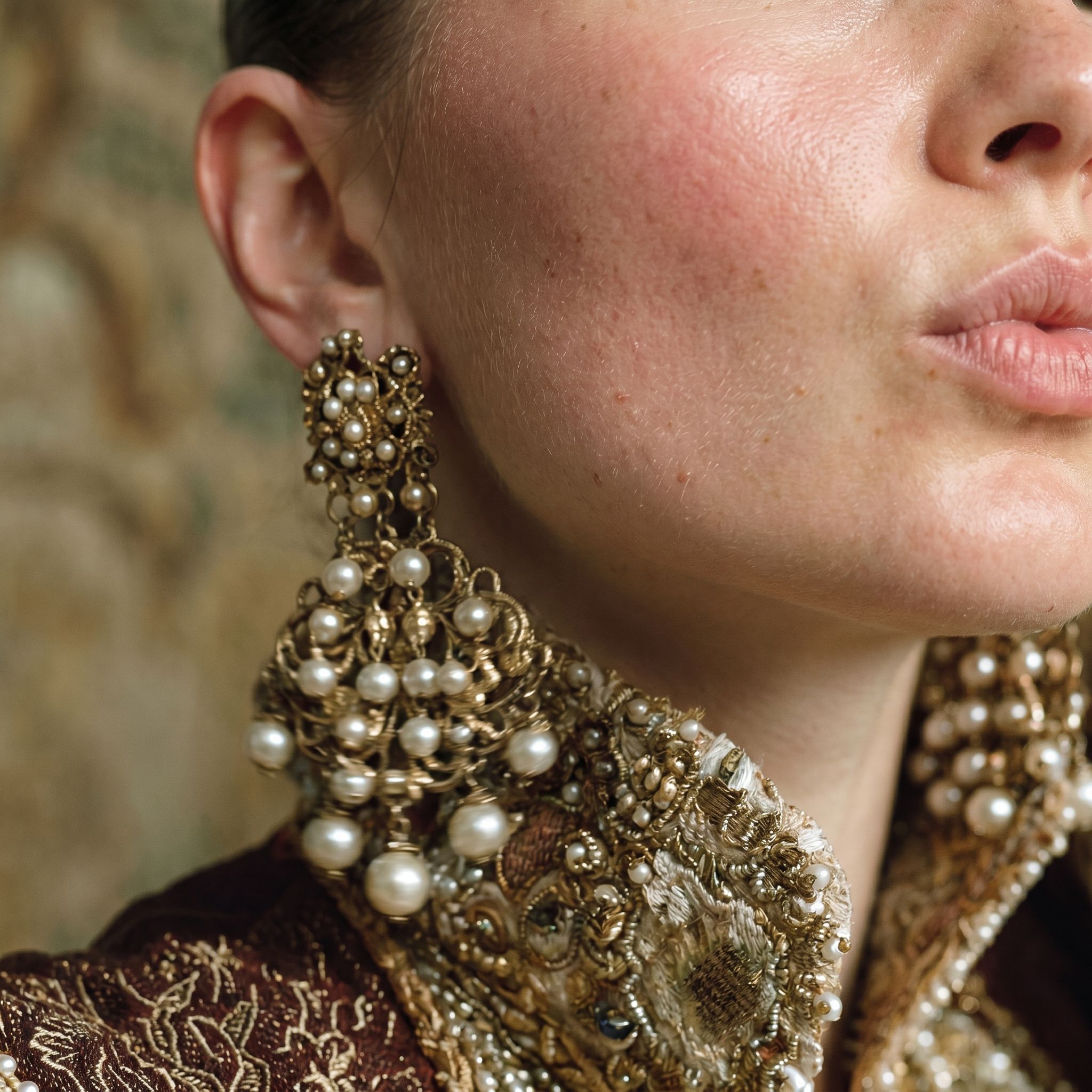 Luxury jewellery campaign in a candlelit baroque dinner setting with cinematic art direction