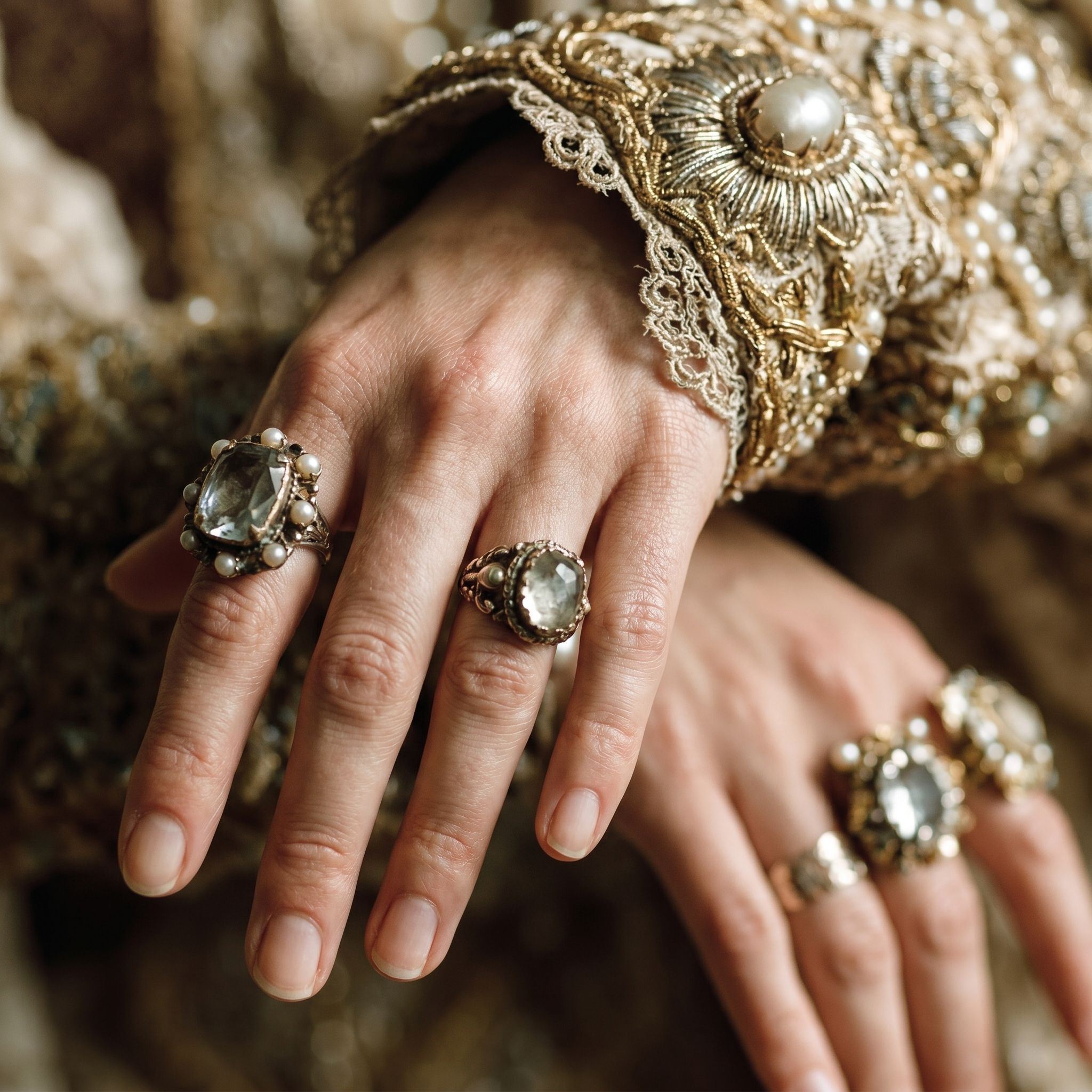 Luxury jewellery campaign in a candlelit baroque dinner setting with cinematic art direction.