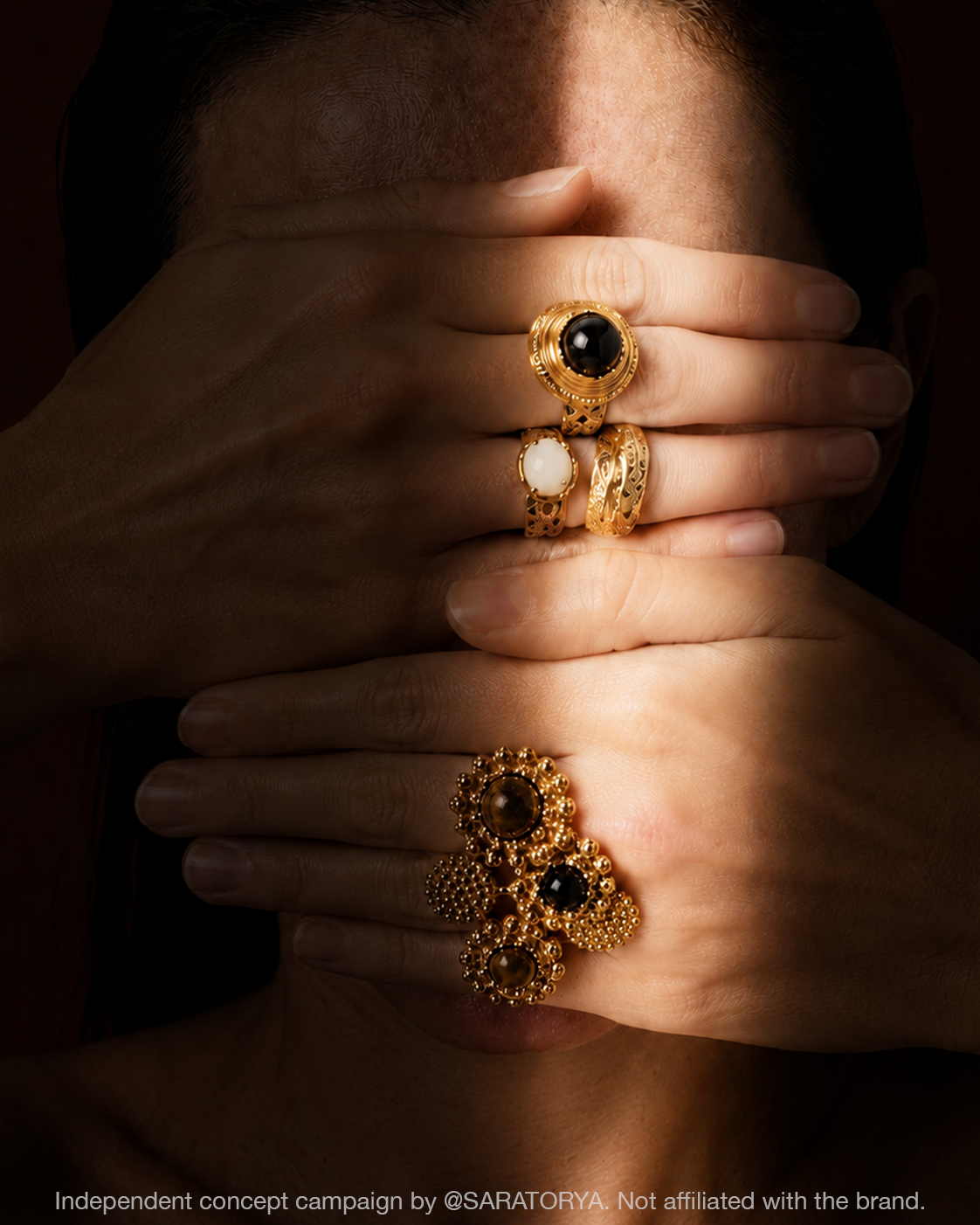 Campaña de joyería en oro escultórico