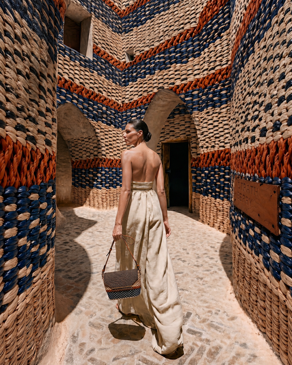 Woven raffia bag campaign
